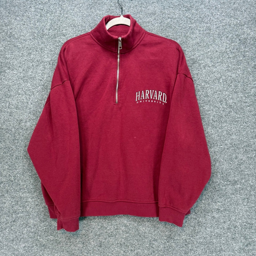 Harvard University Sweatshirt‎ Mens Small Red 1/4 Zip Pullover Ivy League 1636